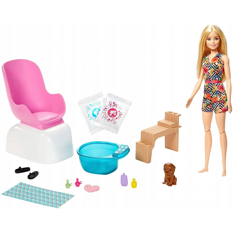 Barbie Mani-Pedi Spa Zestaw Lalka Akcesoria GHN07