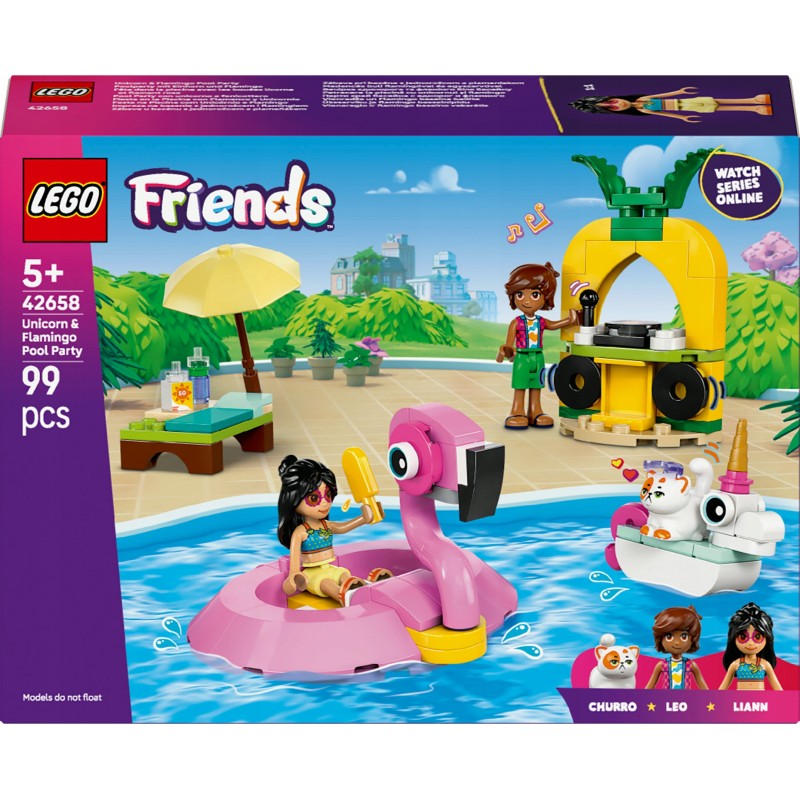 LEGO Friends Impreza na basenie z jednorożcem i flamingiem 42658