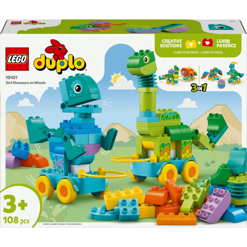 LEGO DUPLO Town 3 w 1 Dinozaury na kółkach 10451