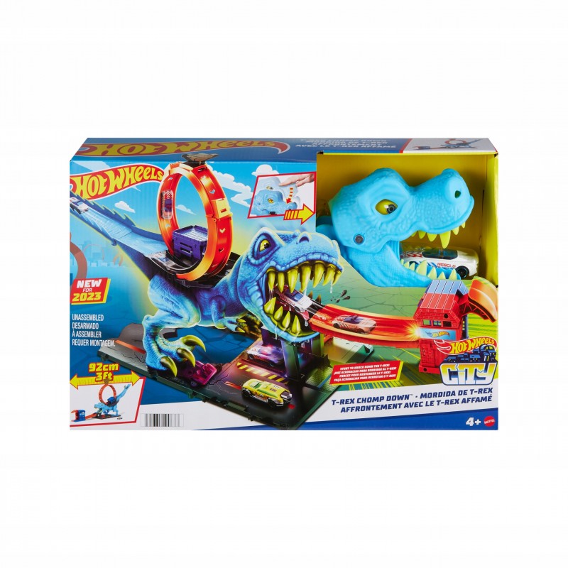 Hot Wheels Pętla T-Rexa Zestaw z pętlą i starciem z dużym dinozaurem HKX42