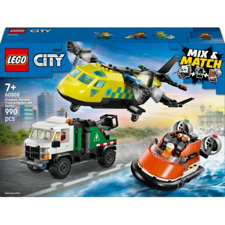 LEGO City Zestaw z samolotem, ciężarówką serwisową i poduszkowcem 60505