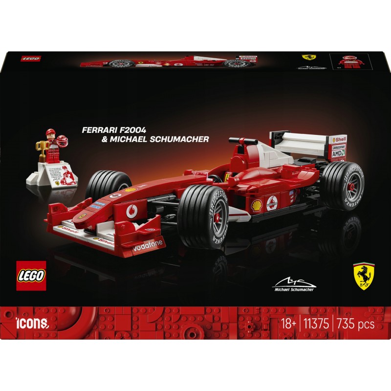 LEGO Icons Ferrari F2004 i Michael Schumacher, bolid F1 11375
