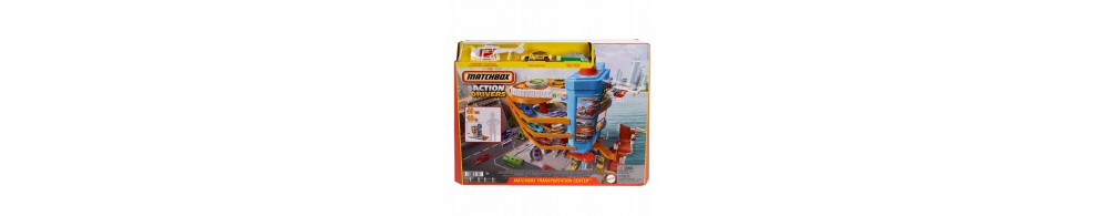 Matchbox Centrum transportowe Zestaw z 5 poziomami, 3 pojazdami HXL47