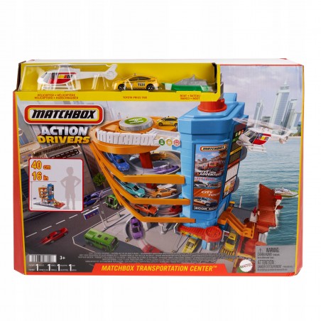 Matchbox Centrum transportowe Zestaw z 5 poziomami, 3 pojazdami HXL47
