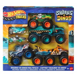 Hot Wheels Monster Trucks Rekiny vs Dinozaury 6-kołowe ciężarówki JGD68