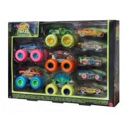 Hot Wheels Monster Trucks Pojazdy świecące w ciemności Zestaw HCB57