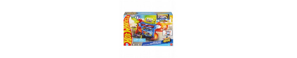 Hot Wheels City Myjnia Odjazdowe zakręty Zestaw z 1 samochodzikiem HTN80