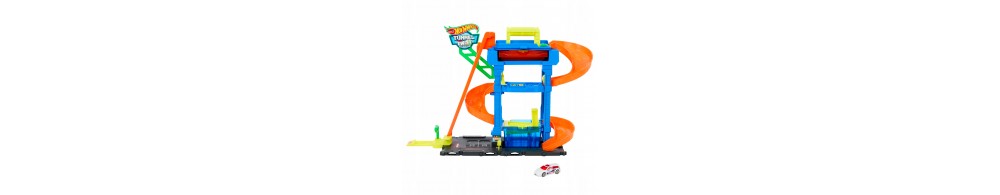 Hot Wheels City Myjnia Odjazdowe zakręty Zestaw z 1 samochodzikiem HTN80