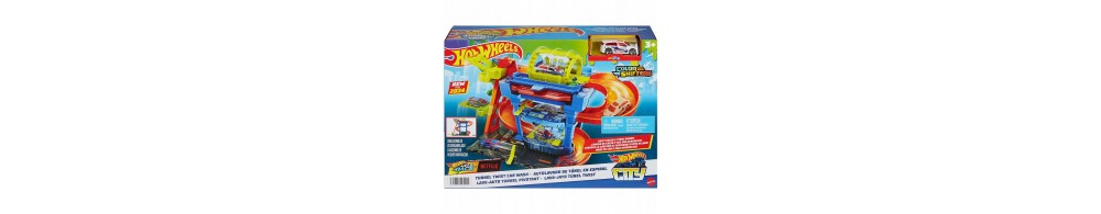 Hot Wheels City Myjnia Odjazdowe zakręty Zestaw z 1 samochodzikiem HTN80