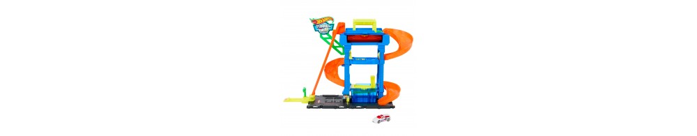 Hot Wheels City Myjnia Odjazdowe zakręty Zestaw z 1 samochodzikiem HTN80