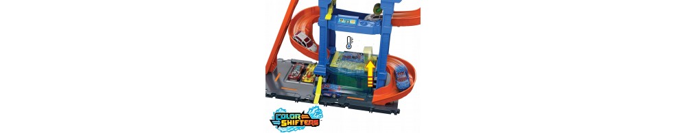 Hot Wheels City Myjnia Odjazdowe zakręty Zestaw z 1 samochodzikiem HTN80