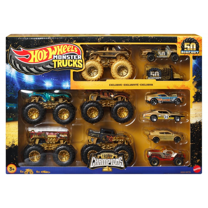 Hot Wheels Monster Trucks Bigfoot 50 rocznica Zestaw Trophy Champions JDW07