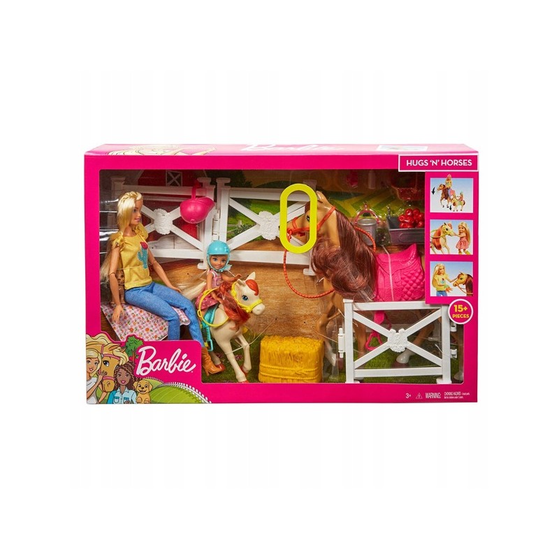 Barbie Stadnina koni zestaw 2 lalki 2 konie FXH15