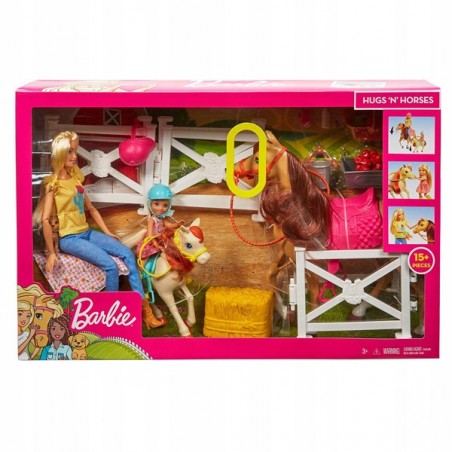 Barbie Stadnina koni zestaw 2 lalki 2 konie FXH15
