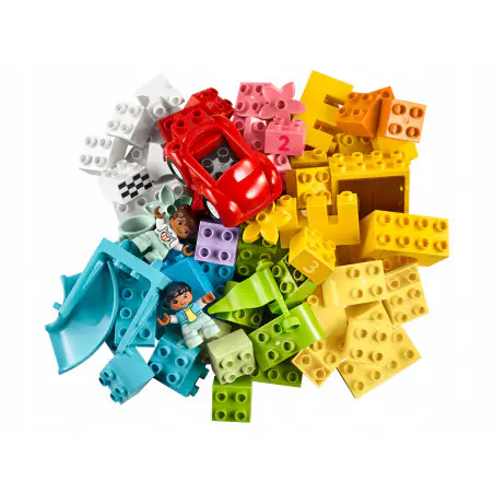 Różnorodny i wielofunkcyjny zestaw LEGO® DUPLO® Pudełko z klockami Deluxe zainspiruje dzieci do długich godzin kreatywnej, rozwijającej zabawy. Kolorowe klocki i specjalne elementy zainteresują każdego malucha i zachęcą go do entuzjastycznej zabawy.
