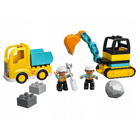 Zestaw LEGO® DUPLO® Ciężarówka i koparka gąsienicowa (10931) zachęci małych budowniczych do wymyślania coraz to nowych zabaw. 