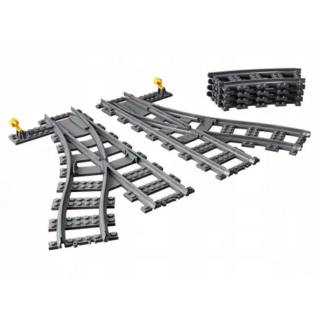 Z zestawem LEGO® City 60238 Zwrotnice zbudujesz nowe tory dla pociągów towarowych.