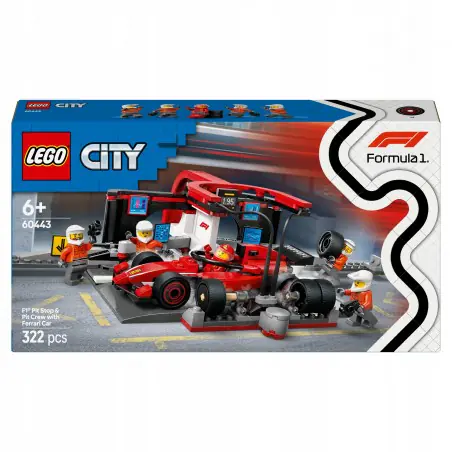 LEGO City F1 Pit stop i mechanicy z bolidem Ferrari 60443