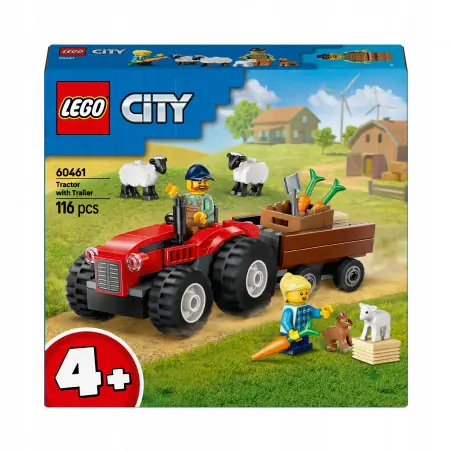 LEGO City Czerwony traktor z przyczepą i owcą 60461