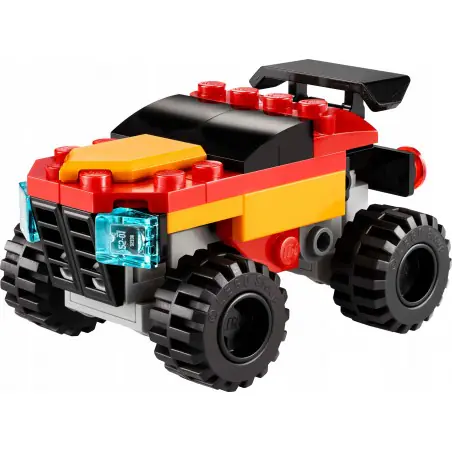 Podaruj miłośnikom pojazdów ten niesamowity zestaw 3 w 1 Mały monster truck do przebudowania, który można zmienić w małą wyścigówkę lub samolot.
