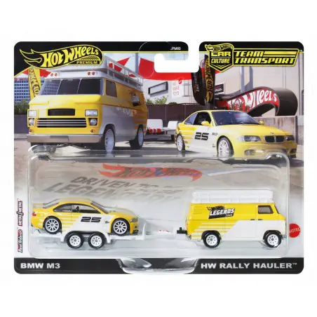 Hot Wheels Premium Legends Team Transport Ciężarówka Rally Hauler i samochodzik BMW M3 E46 JFM93